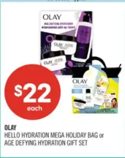 Shoppers Drug Mart OLAY HELLO HYDRATION MEGA HOLIDAY BAG or AGE DEFYING HYDRATION GIFT SET offer