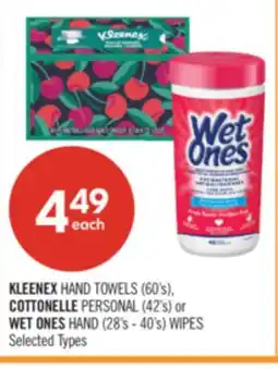 Shoppers Drug Mart KLEENEX HAND TOWELS (60's), COTTONELLE PERSONAL (42's) or WET ONES HAND (28's - 40's) WIPES offer