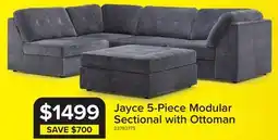 Leon's Jayce 5-Piece Modular Sectional with Ottoman - Grey offer