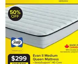 Leon's Sealy Essentials Evan II Medium Queen Mattress offer