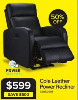 Leon's Cole Leather Power Recliner - Black offer