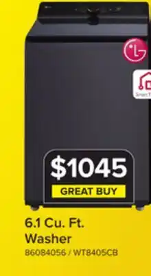 Leon's LG Matte Black Top Load Washer with 4-Way Agitator (6.1 cu. ft.) - WT8405CB offer