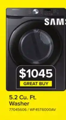 Leon's Samsung Black Stainless Steel Front-Load Washer with Self Clean+ (5.2 cu. ft.) - WF45T6000AV/A5 offer