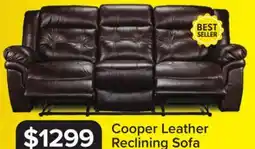 Leon's Cooper Leather Reclining Sofa - Brown offer
