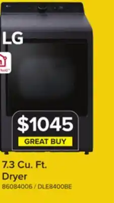 Leon's LG Matte Black Electric Dryer with EasyLoad Door (7.3 cu.ft) - DLE8400BE offer