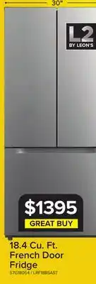 Leon's L2 Stainless Steel French Door Refrigerator (18.4 Cu.Ft.) - LRF18B5AST offer
