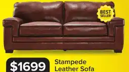 Leon's Stampede Leather Sofa - Chestnut offer