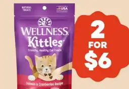 Petvalu 2 oz Bags of Wellness Kittles Cat Treats offer