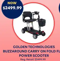 Wellwise by Shoppers GOLDEN TECHNOLOGIES BUZZAROUND CARRY ON FOLD FLAT POWER SCOOTER offer