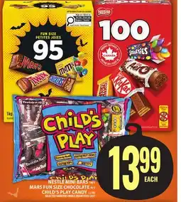Food Basics NESTLÉ MINI BARS 100'S MARS FUN SIZE CHOCOLATE 95'S CHILD'S PLAY CANDY 1.3KG offer
