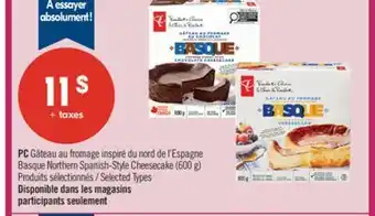 Pharmaprix PC Basque Northern Spanish-Style Cheesecake offer