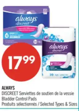 Pharmaprix ALWAYS DISCREET Bladder Control Pads offer