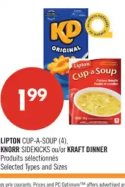 Pharmaprix LIPTON CUP-A-SOUP (4), KNORR SIDEKICKS or KRAFT DINNER offer