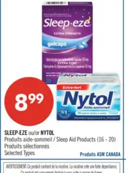 Pharmaprix SLEEP-EZE or NYTOL Sleep Aid Products offer