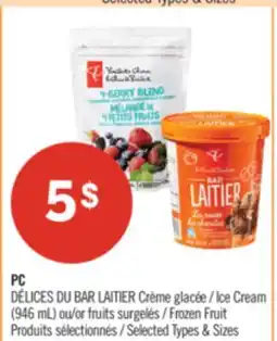 Pharmaprix PC DÉLICES DU BAR LAITIER Ice Cream (946 mL) or Frozen Fruit offer