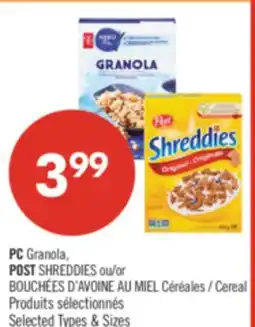 Pharmaprix PC Granola, POST SHREDDIES or Cereal offer
