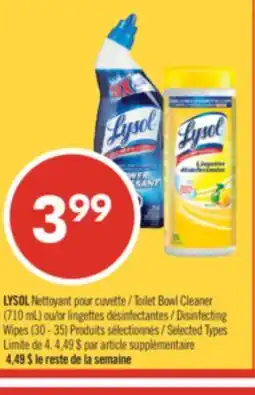 Pharmaprix LYSOL Toilet Bowl Cleaner (710 mL) or Disinfecting Wipes (30 - 35) offer