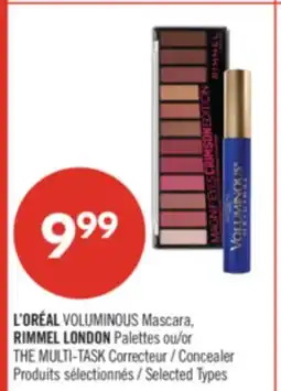 Pharmaprix L'ORÉAL VOLUMINOUS Mascara, RIMMEL LONDON Palettes THE MULTI-TASK Concealer offer