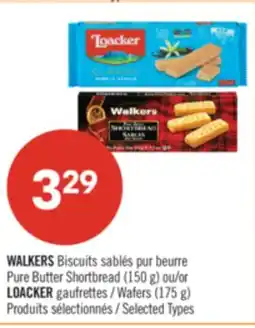 Pharmaprix WALKERS Pure Butter Shortbread (150 g) or LOACKER Wafers (175 g) offer