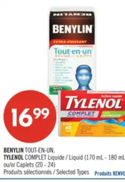 Pharmaprix BENYLIN TOUT-EN-UN TYLENOL COMPLET Liquid (170mL-180mL) or Caplets (20-24) offer