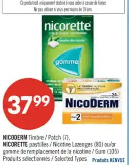 Pharmaprix NICODERM Patch (7), NICORETTE Nicotine Lozenges (80) or Gum (105) offer