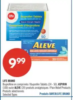 Pharmaprix LIFE BRAND Ibuprofen Tablets (24-50), ASPIRIN (100) or ALEVE (20) Pain Relief Products offer