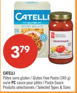 Pharmaprix CATELLI Gluten Free Pasta (340 g) or PC sauce Pasta Sauce offer