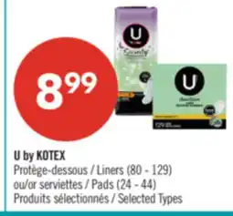 Pharmaprix U by KOTEX Liners (80 - 129) or Pads (24 - 44) offer