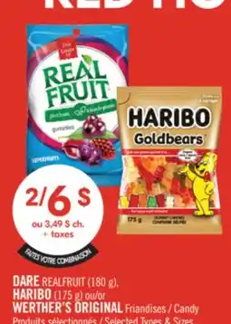 Pharmaprix DARE REALFRUIT (180 g), HARIBO (175 g) or WERTHER'S ORIGINAL Candy offer