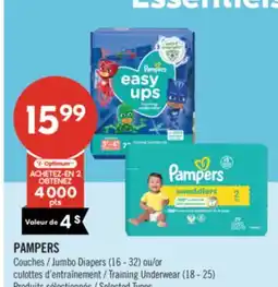 Pharmaprix PAMPERS Jumbo Diapers (16 - 32) or Training Underwear (18 - 25) offer