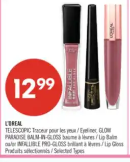 Pharmaprix L'OREAL TELESCOPIC Eyeliner, GLOW PARADISE BALM-IN-GLOSS Lip Balm or INFALLIBLE PRO-GLOSS Lip Gloss offer