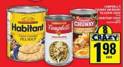 Food Basics Campbell's Chunky or Ready to Serve Soup / Habitant Soup offer