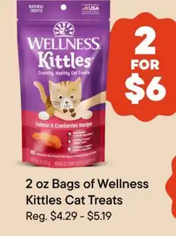 Petvalu 2 oz Bag of Wellness Kittles Cat Treats offer