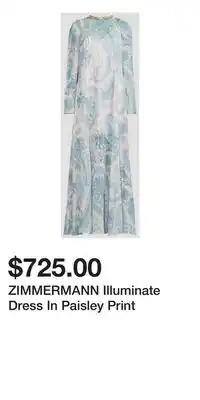 Holt Renfrew ZIMMERMANN Illuminate Dress In Paisley Print offer