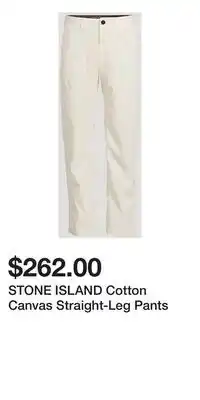 Holt Renfrew STONE ISLAND Cotton Canvas Straight-Leg Pants offer