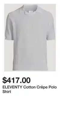 Holt Renfrew ELEVENTY Cotton Crêpe Polo Shirt offer