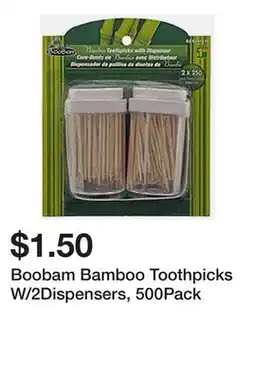 Dollarama Boobam Bamboo Toothpicks W/2Dispensers, 500Pack offer