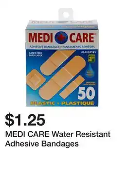 Dollarama MEDI CARE Water Resistant Adhesive Bandages offer