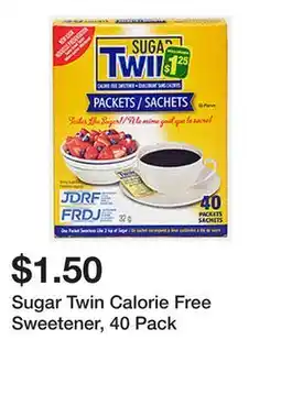 Dollarama Sugar Twin Calorie Free Sweetener, 40 Pack offer