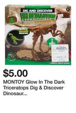Dollarama MONTOY Glow In The Dark Triceratops Dig & Discover Dinosaur Excavation Kit offer
