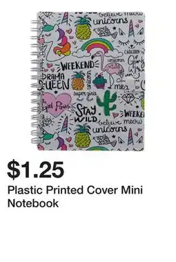 Dollarama Plastic Printed Cover Mini Notebook offer