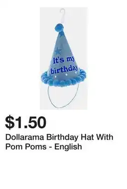 Dollarama Dollarama Birthday Hat With Pom Poms - English offer