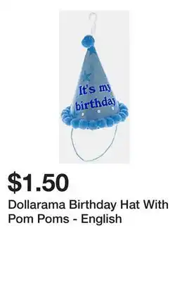 Dollarama Dollarama Birthday Hat With Pom Poms - English offer