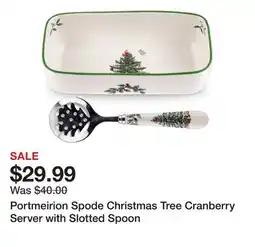 TSC Stores Portmeirion Spode Christmas Tree Cranberry Server with Slotted Spoon offer