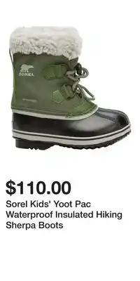 Sport Chek Sorel Kids' Yoot Pac Waterproof Insulated Hiking Sherpa Boots offer