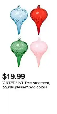 IKEA VINTERFINT Tree ornament, bauble glass/mixed colors offer