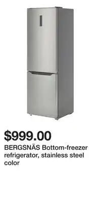 IKEA BERGSNÄS Bottom-freezer refrigerator, stainless steel color offer