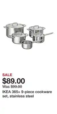 IKEA IKEA 365+ 9-piece cookware set, stainless steel offer