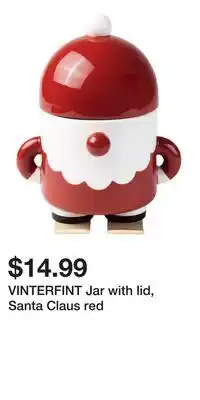 IKEA VINTERFINT Jar with lid, Santa Claus red offer