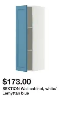 IKEA SEKTION Wall cabinet, white/Lerhyttan blue offer
